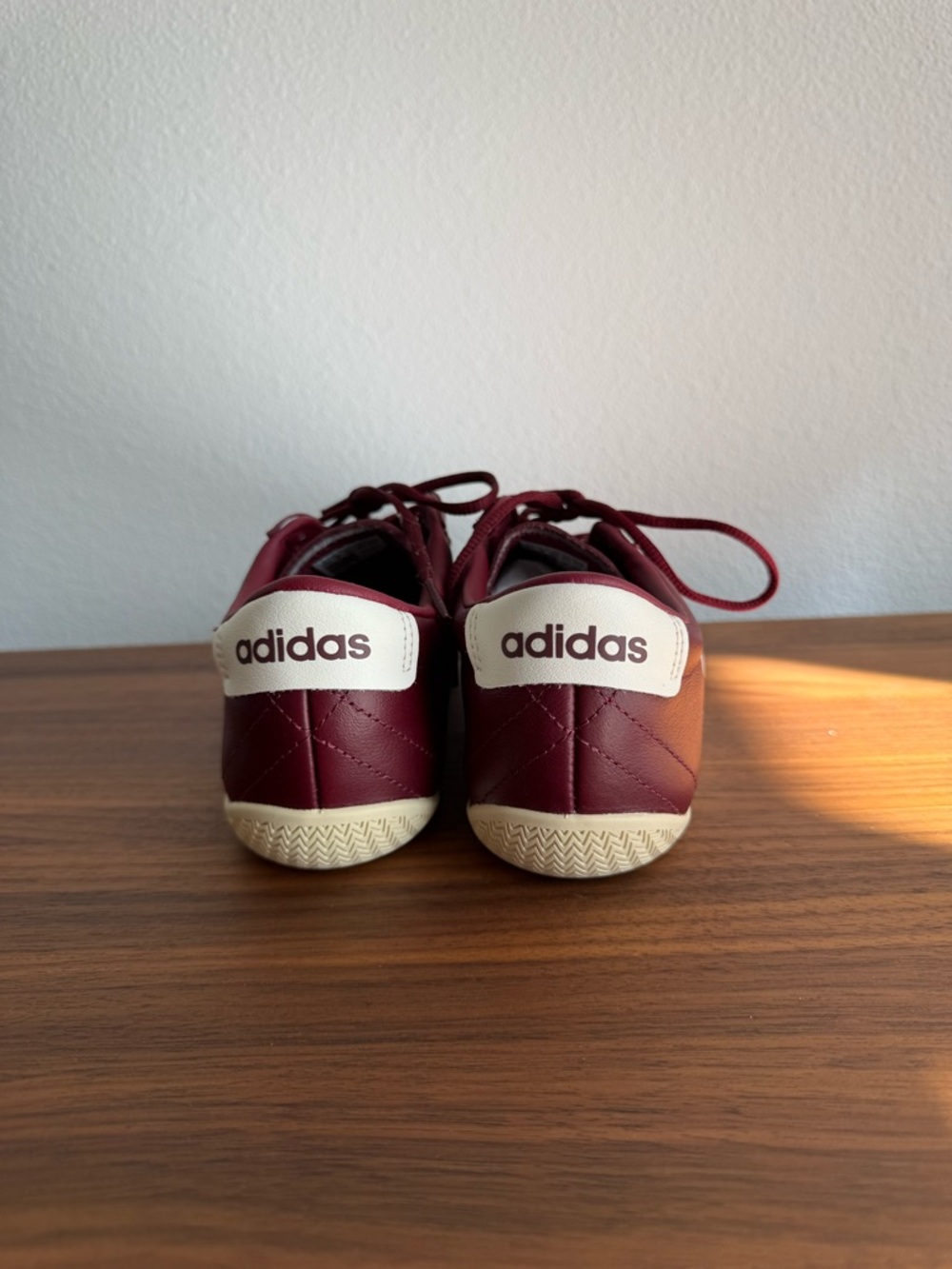 adidas Maroon Leather Sneakers with White Stripes - Picture 5 of 5